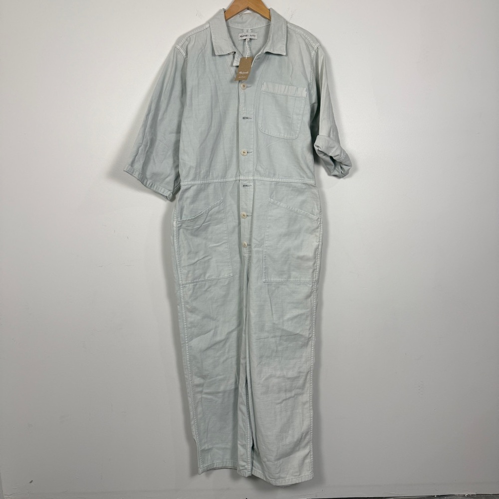 Madewell x As Ever Cotton Utility Workwear Jumpsuit Sage Green Blue NWT XL - Picture 6 of 13